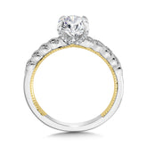 Stackable Two-Tone & Milgrain-Beaded Hidden Accents Diamond Engagement Ring